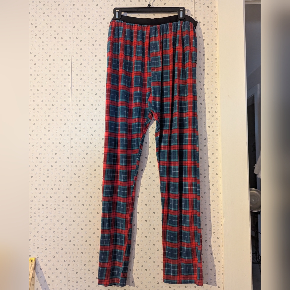 ♥️ Me Undies XL Red Blue Plaid Pajama Pants Elastic Waist Soft Fabric Unisex